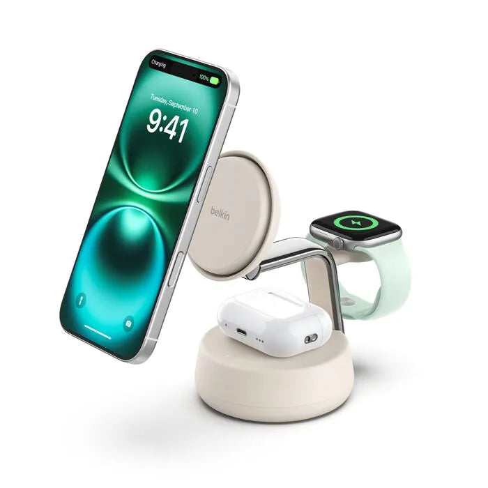 3-in-1 Magnetic Charging Dock with Qi2 25W, Sand