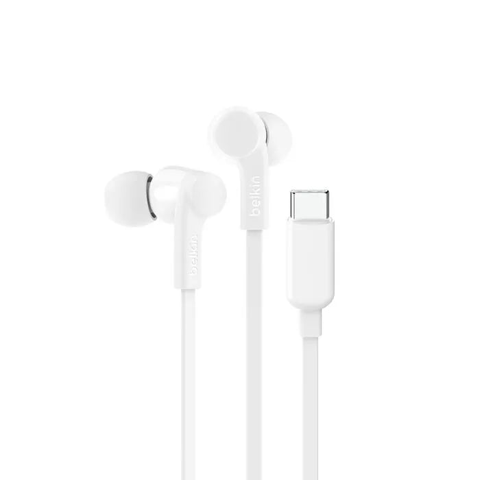 USB-C Wired Earbuds with Adjustable Volume Limiter, White