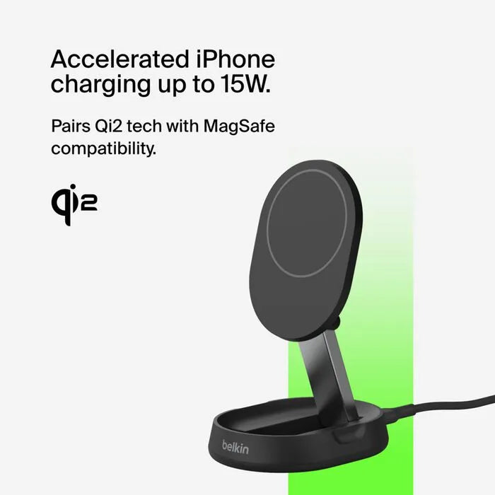 Convertible Magnetic Wireless Charging Stand with Qi2 15W, Black