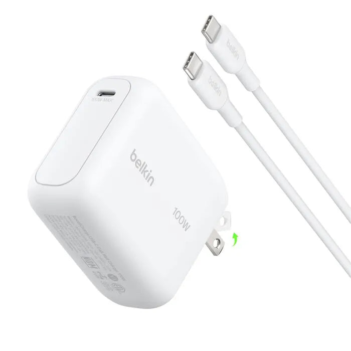 USB-C GaN Wall Charger 100W + USB-C Cable, White