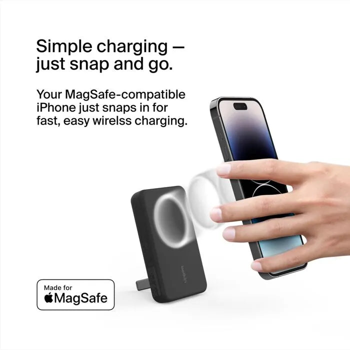 Magnetic Wireless Power Bank 5K + Stand, Black