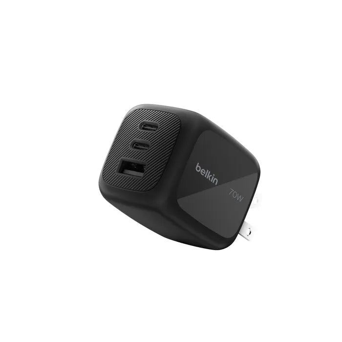 3-Port GaN Wall Charger 70W, Black