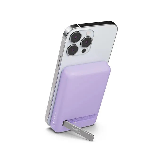Magnetic Wireless Power Bank 5K + Stand, Lavender Purple