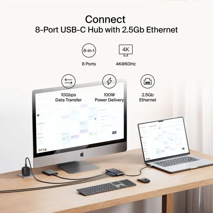 8-Port USB-C Hub with 2.5Gb Ethernet, Black