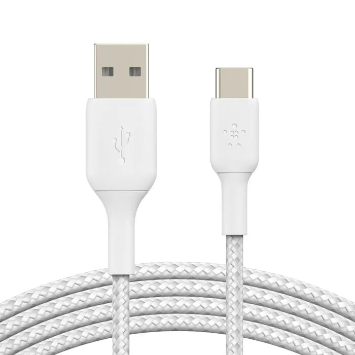 Braided USB-C to USB-A Cable, White