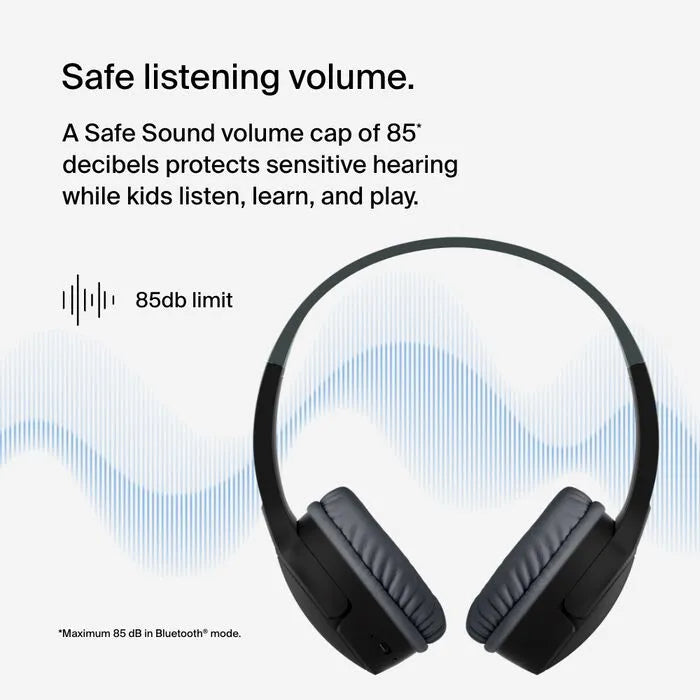 Wireless On-Ear Headphones for Kids, Black