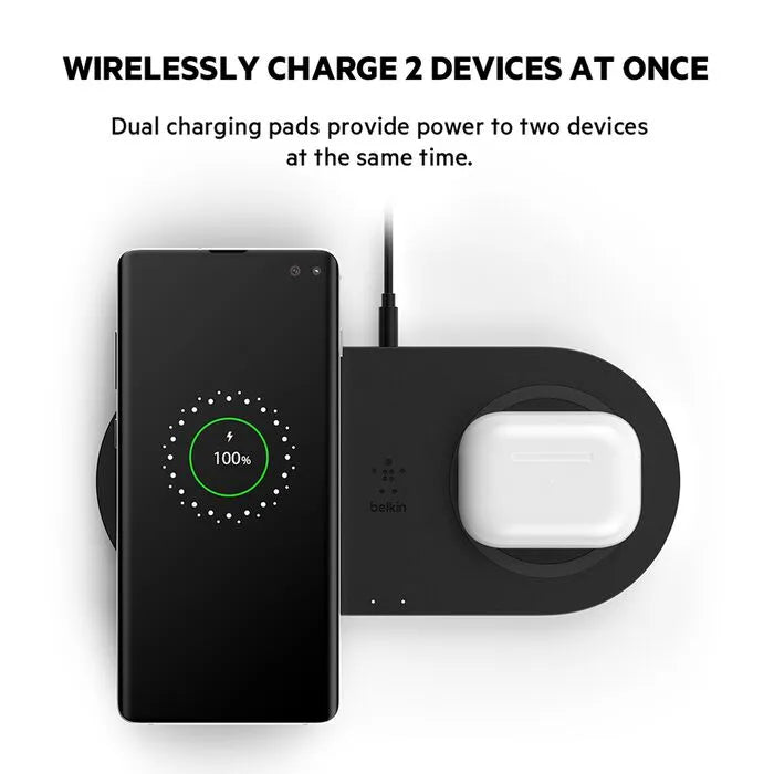 Dual Wireless Charging Pads (Certified Refurbished), Black