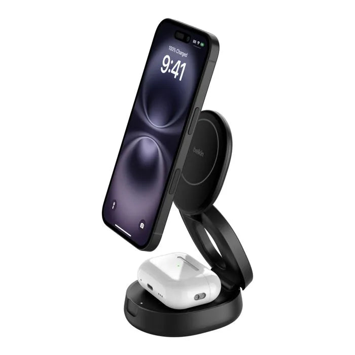 2-in-1 Convertible Magnetic Charging Stand with Qi2 15W, Black