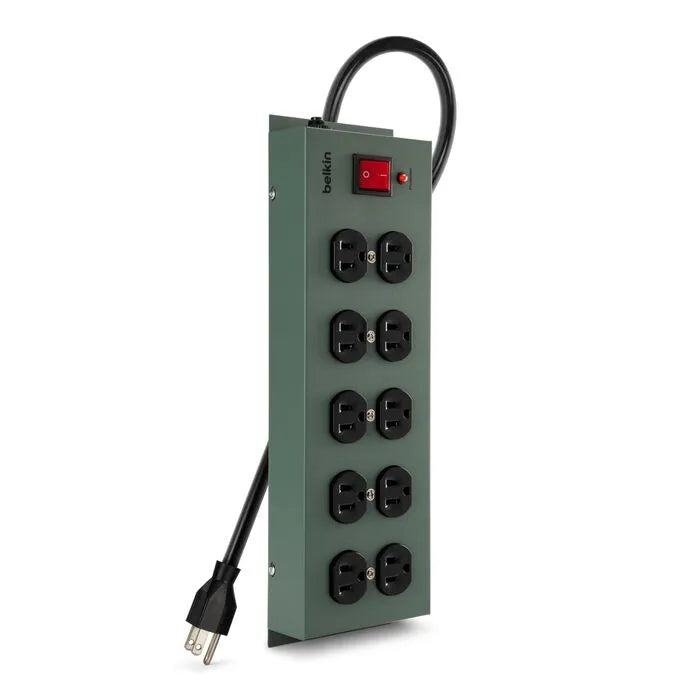 10-Outlet Metal Surge Protector with 15ft Power Cord