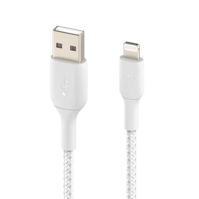 Braided Lightning to USB-A Cable, White