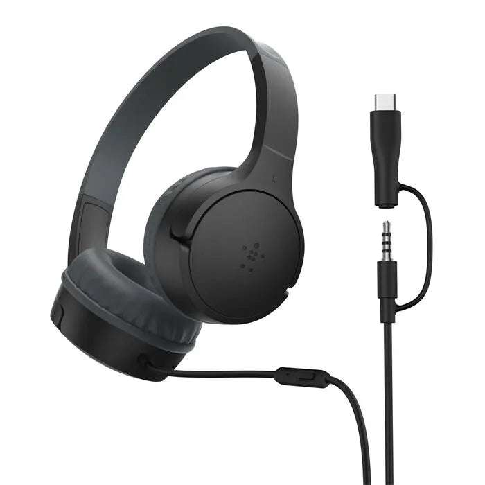 Wired On-Ear Headphones for Kids, Black