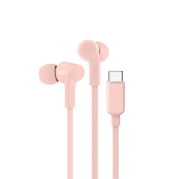 USB-C Wired Earbuds with Adjustable Volume Limiter, Pink
