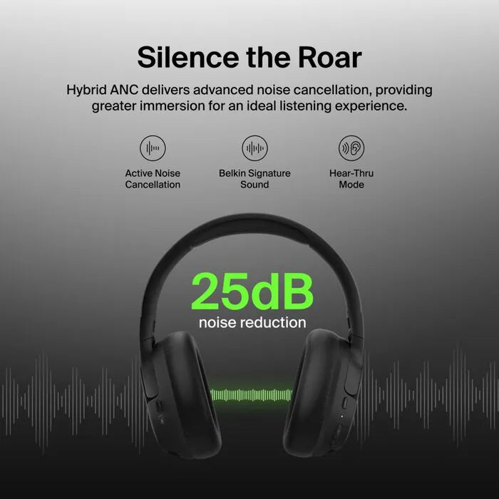 Noise Cancelling Over-Ear Headphones, Black