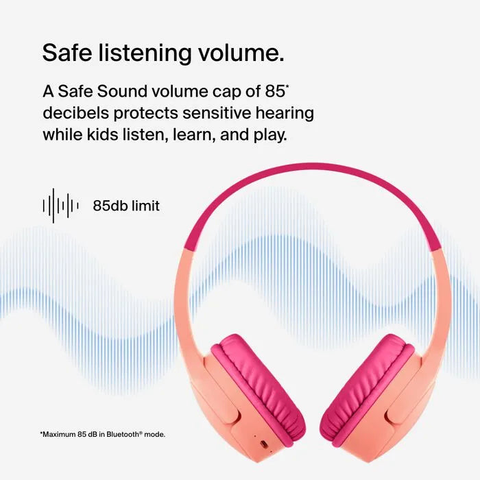 Wireless On-Ear Headphones for Kids, Pink