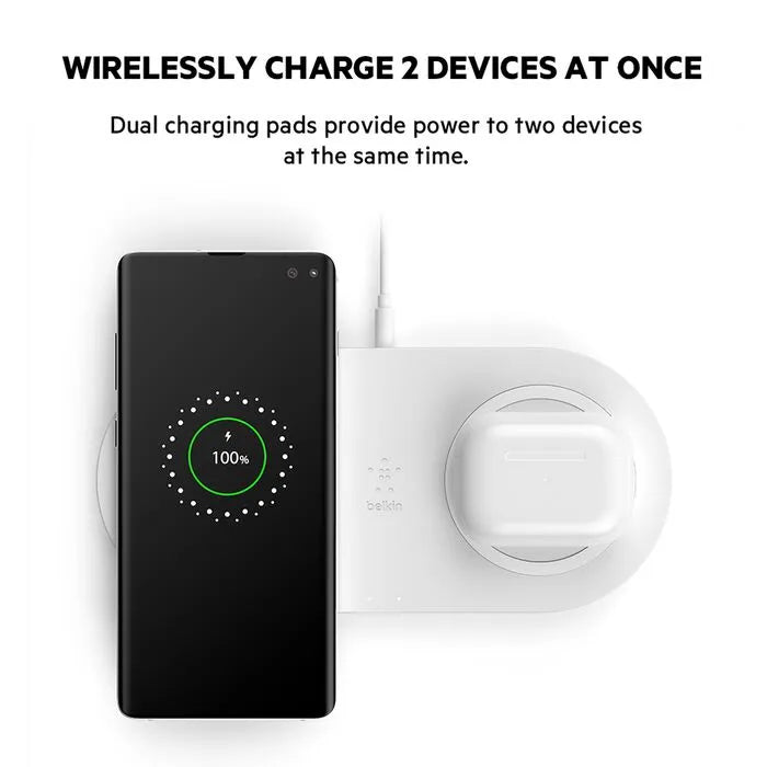 Dual Wireless Charging Pads (Certified Refurbished), White