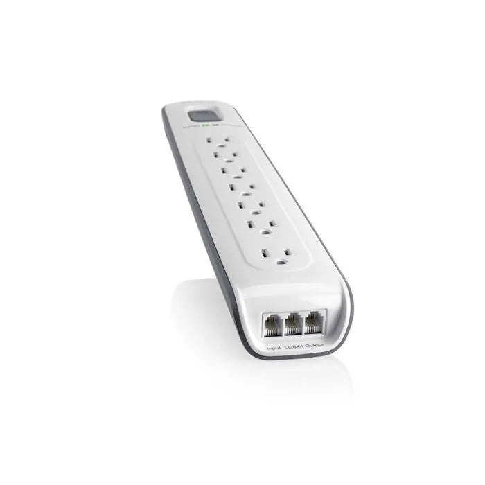 7-outlet Surge Protector with 12 ft Power Cord with Telephone Protection