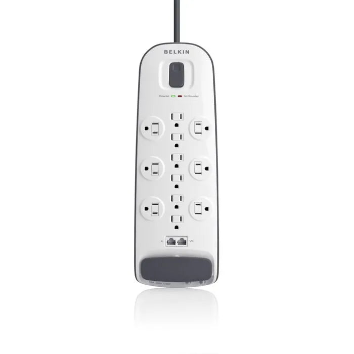 12-outlet Surge Protector with 8 ft Power Cord and Ethernet, Cable/Satellite and Telephone Protection