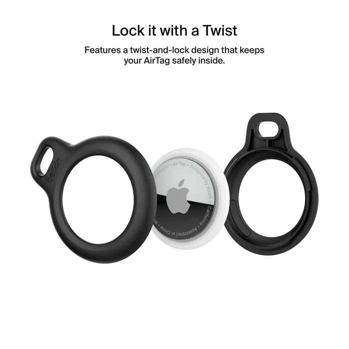 Secure Holder with Strap for AirTag, Black