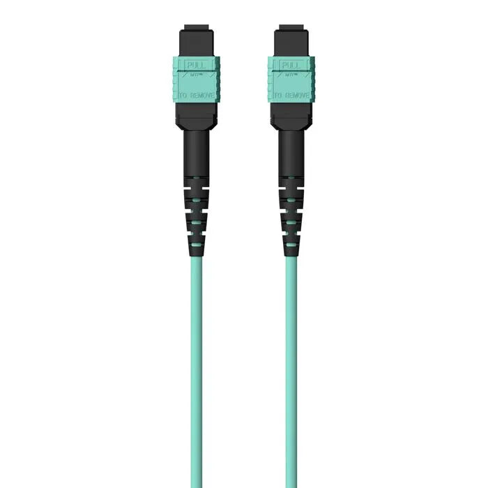 MTP to MTP MPO Fiber Optic Cable, 40GbE Aqua MTP/MTP, 50/125, OM3, Plenum, Aqua