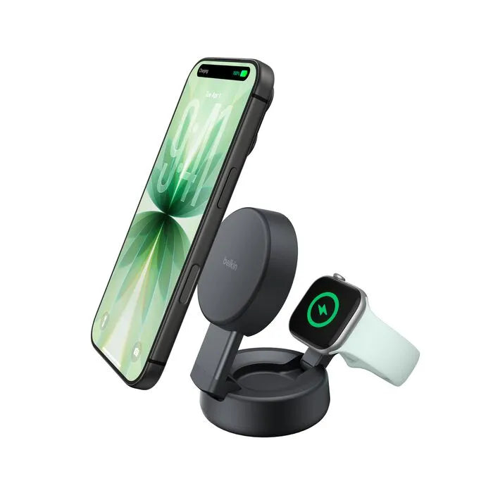 2-in-1 Convertible Magnetic Charger with Qi2 25W, Charcoal
