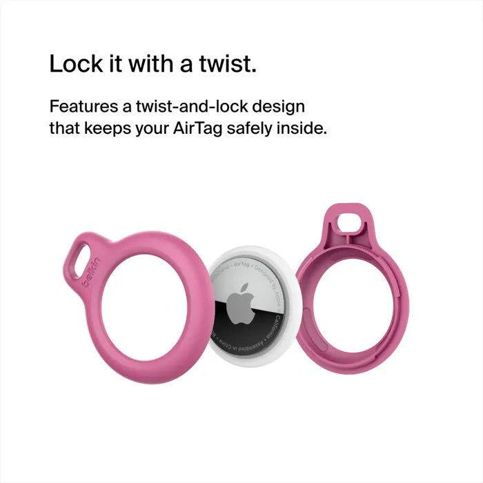 Secure Holder with Key Ring for AirTag, Pink