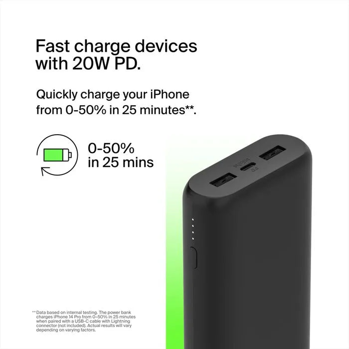 3-Port Compact Power Bank 20K with PD 20W