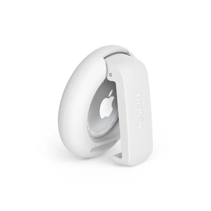 Secure Holder with Clip for AirTag, White