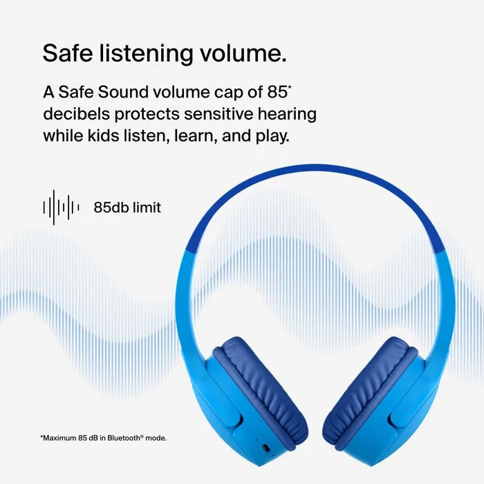 Wireless On-Ear Headphones for Kids, Blue