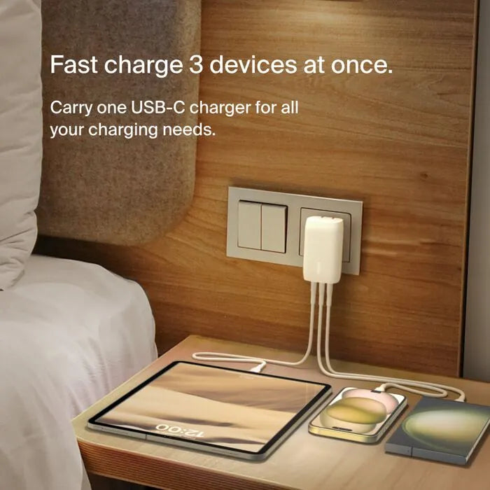 3 Port USB-C Charger with PPS 67W, White