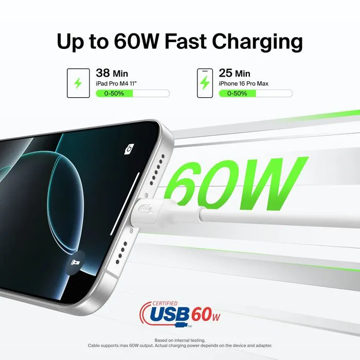 USB-C to USB-C Cable 60W,, White