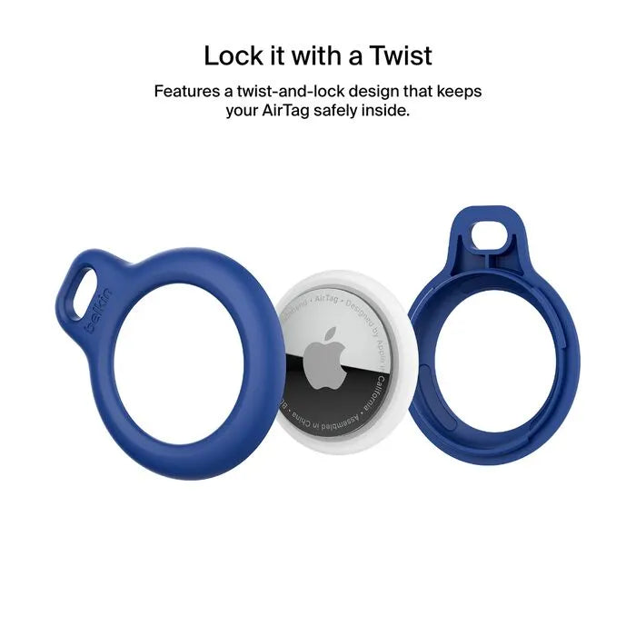 Secure Holder with Strap for AirTag, Blue