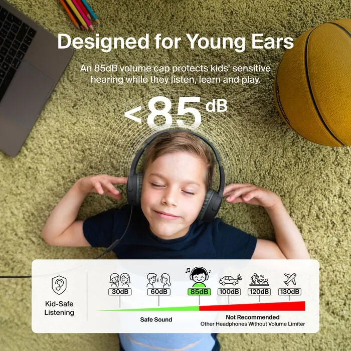 Wired On-Ear Headphones for Kids, Black
