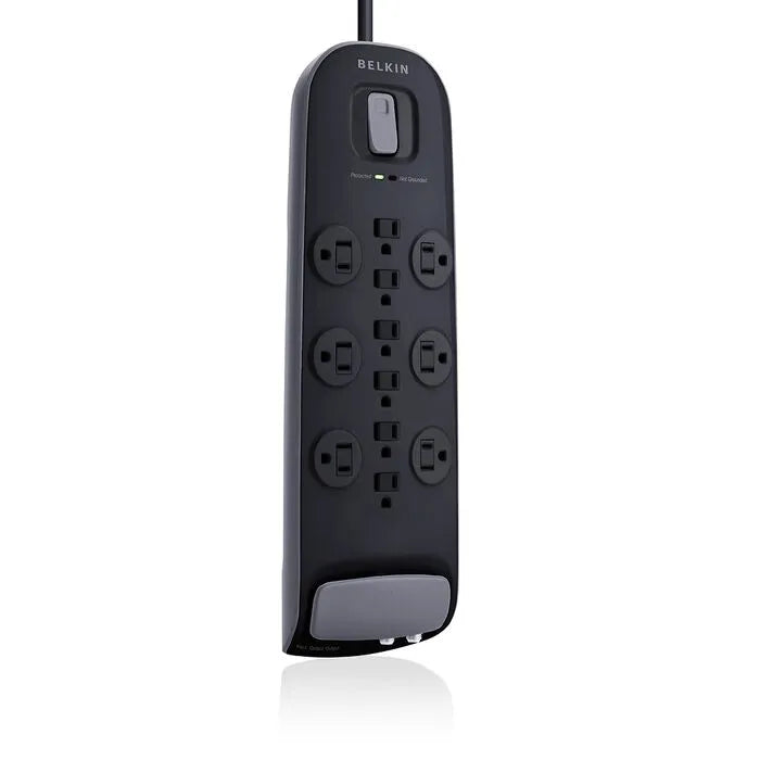 12-outlet Surge Protector with 8 ft Power Cord with Cable/Satellite, Black