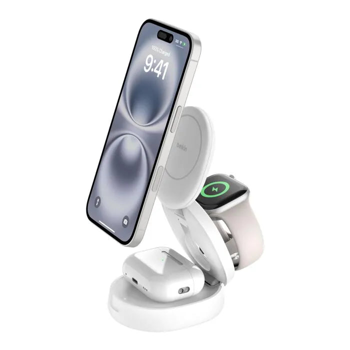 3-in-1 Convertible Magnetic Charging Stand with Qi2 15W, White