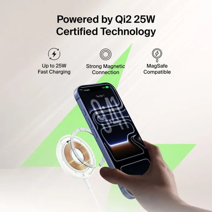 Magnetic Charger with Qi2 25W, White