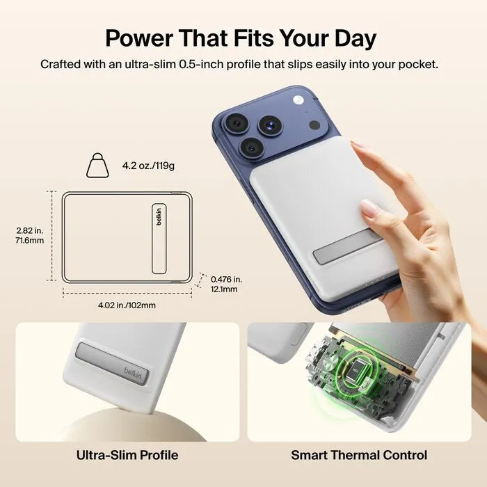 Slim Magnetic Power Bank, White