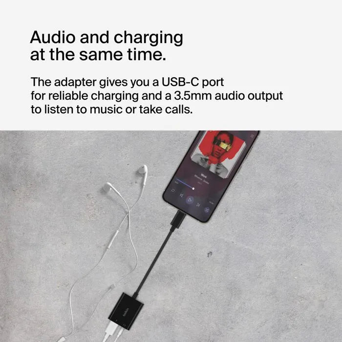 3.5mm Audio + USB-C Charge Adapter, Black