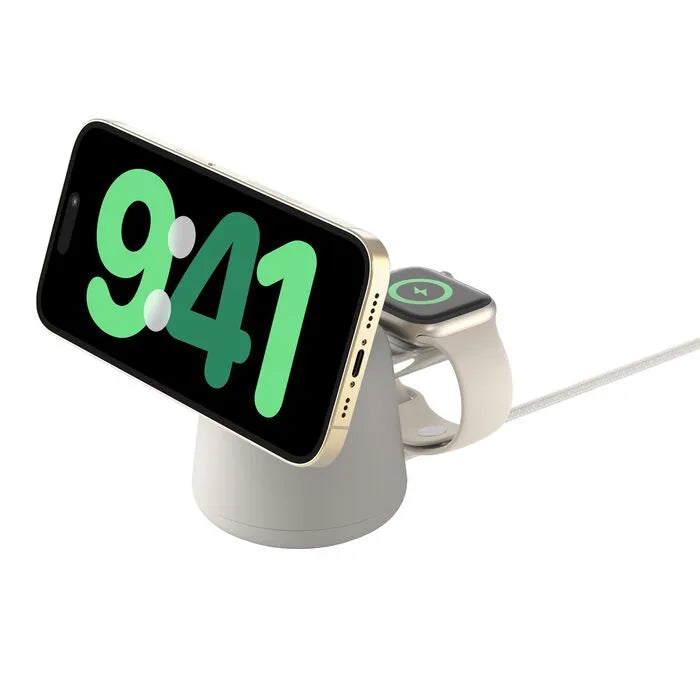 2-in-1 Wireless Charging Dock with Qi2 15W, Sand