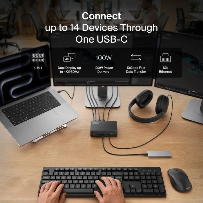 Universal 14-Port Dual Display USB-C Dock