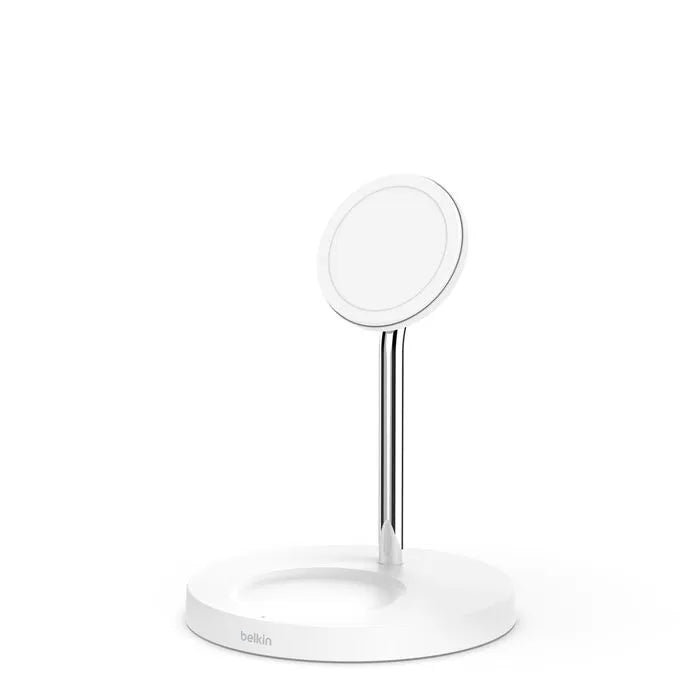 2-in-1 Wireless Charger Stand with Official MagSafe Charging 15W (Certified Refurbished), White