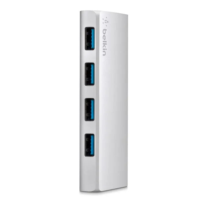 USB 3.0 4 Port Hub + USB-C Cable (USB Type-C) (Certified Refurbished), Silver