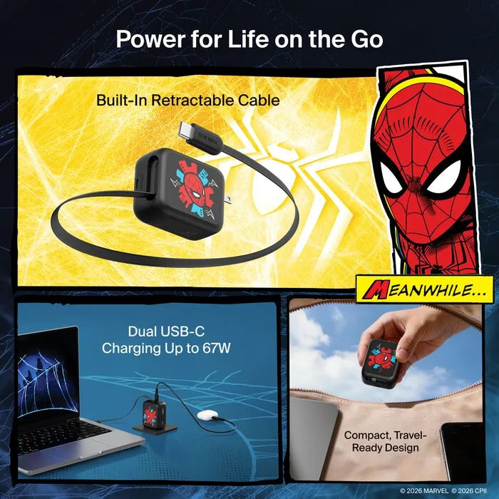 Retractable GaN Wall Charger, Spider-Man: Brand New Day