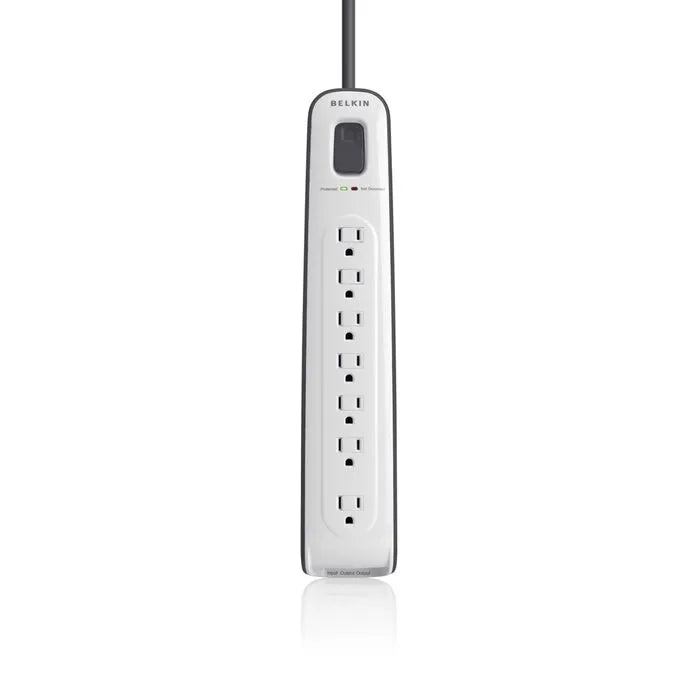 7-outlet Surge Protector with 12 ft Power Cord with Telephone Protection