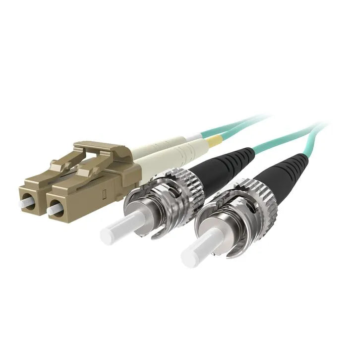 Fiber Optic Cable; 10GB Aqua Multimode LC/ST Duplex, 50/125 OM3, Aqua
