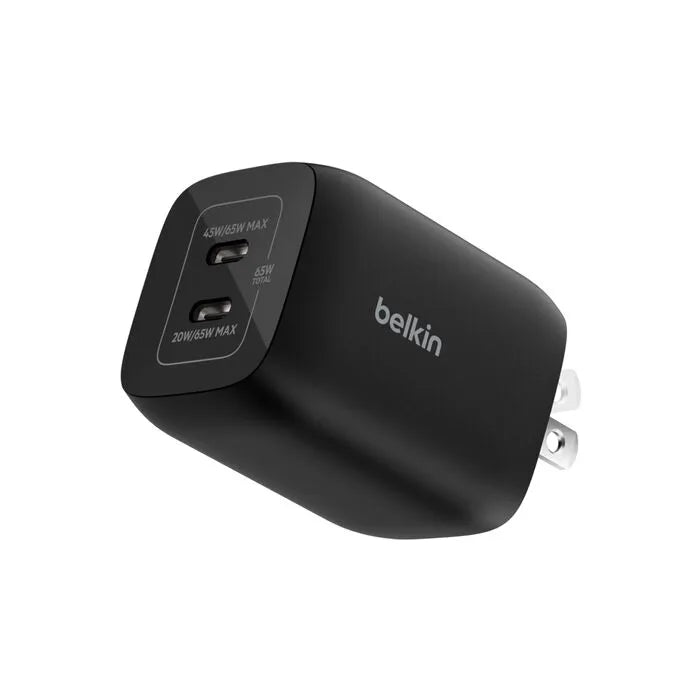 Dual USB-C Wall Charger 65W for Nintendo Switch 2, Black