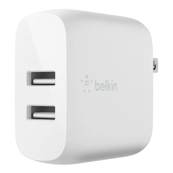 Dual USB-A Wall Charger 24W, White