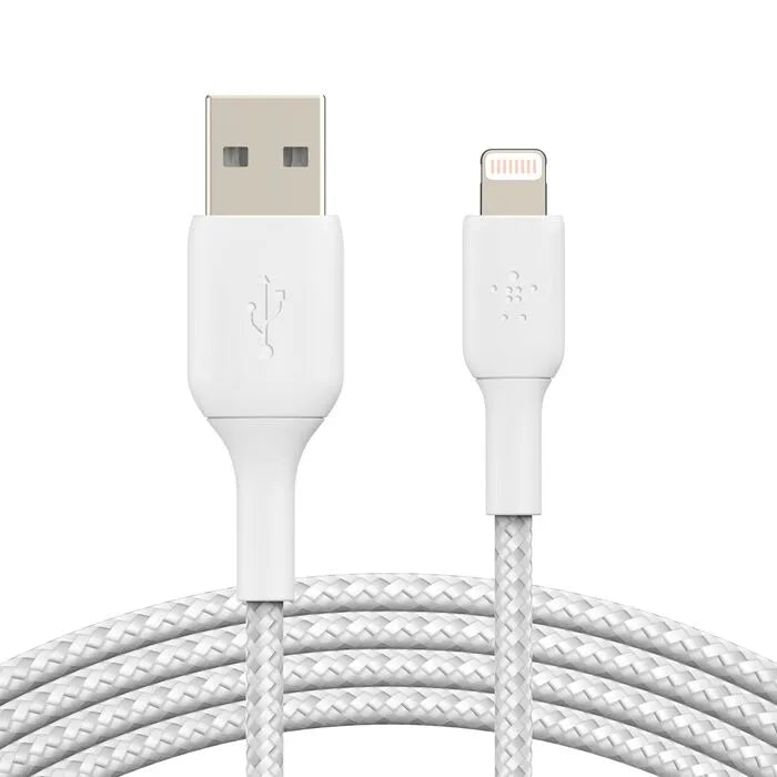 Braided Lightning to USB-A Cable, White