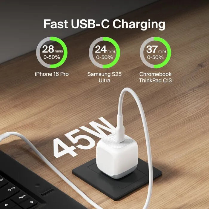 Compact USB-C, White/Gray