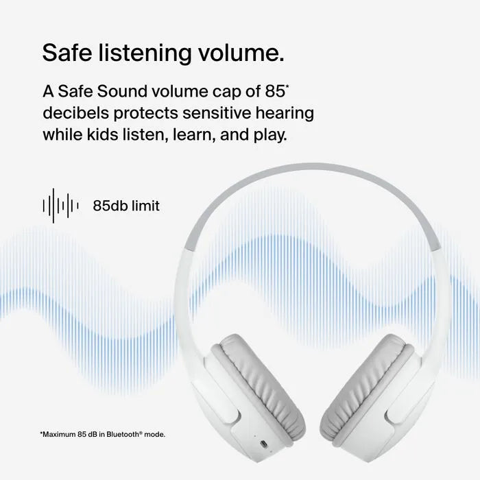 Wireless On-Ear Headphones for Kids, White