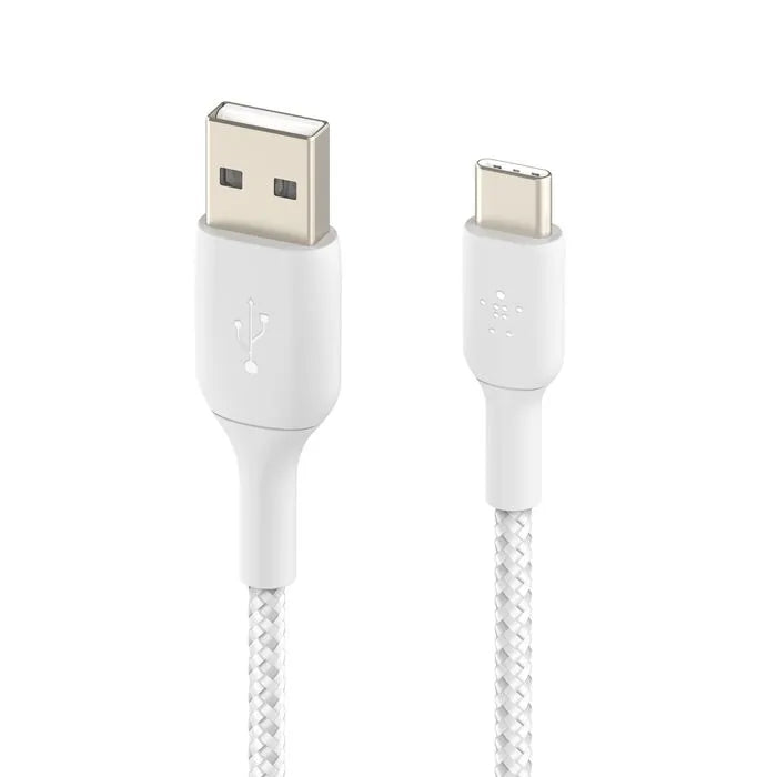Braided USB-C to USB-A Cable, White